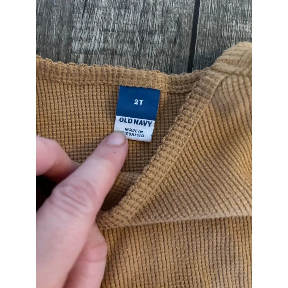 Girls Old Navy Long Sleeve Ribbed Shirt‎ 2T Mustard Yellow Toddler Top